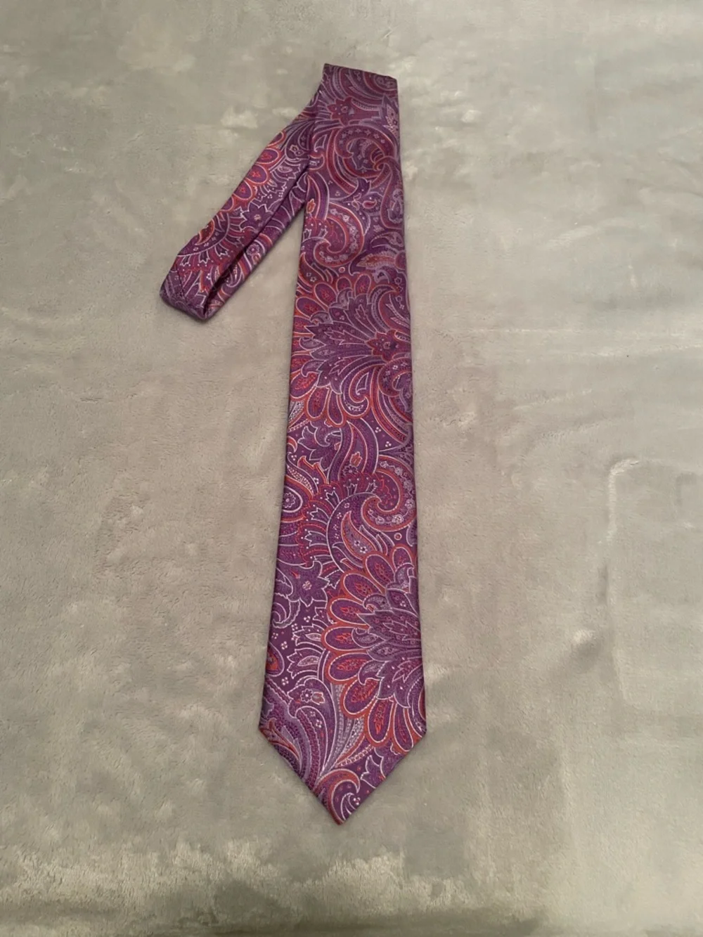 CANALI Italy 100% Silk Paisley Tie Purple Magenta Orange 1934 Luxury